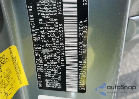 2011 Toyota Camry Base from USA, damaged, VIN 4T1BF3EK2BU720538